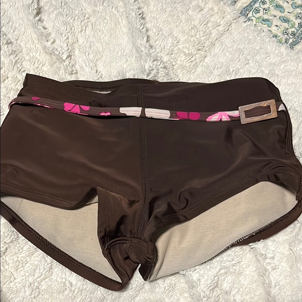 Brown and pink bikini bottoms